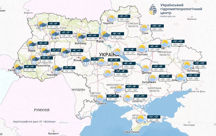 Прогноз погоди в Україні на 25 квітня